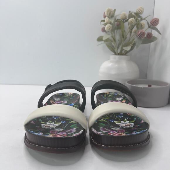 Johnny Was Double Band Leather Sandals Floral Footbed JWS14523-4 Women's 10 NWOB - Picture 3 of 10